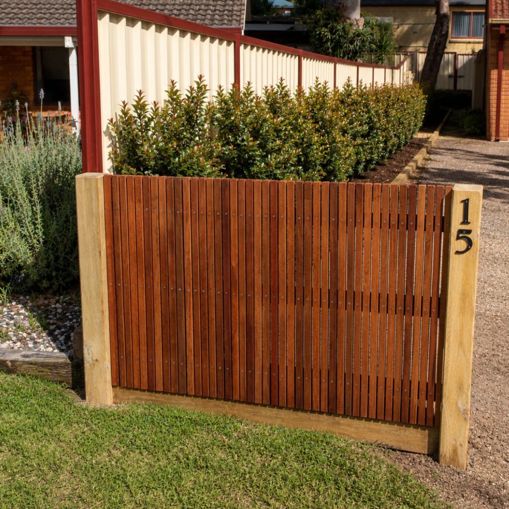 front timber slat fence
